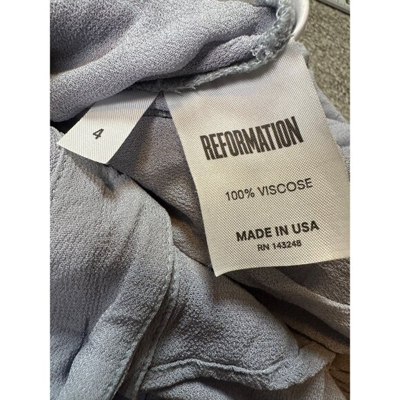 Reformation Naveen Button-Front Dress Periwinkle Blue Wedding Viscose Size 4 - Picture 8 of 8